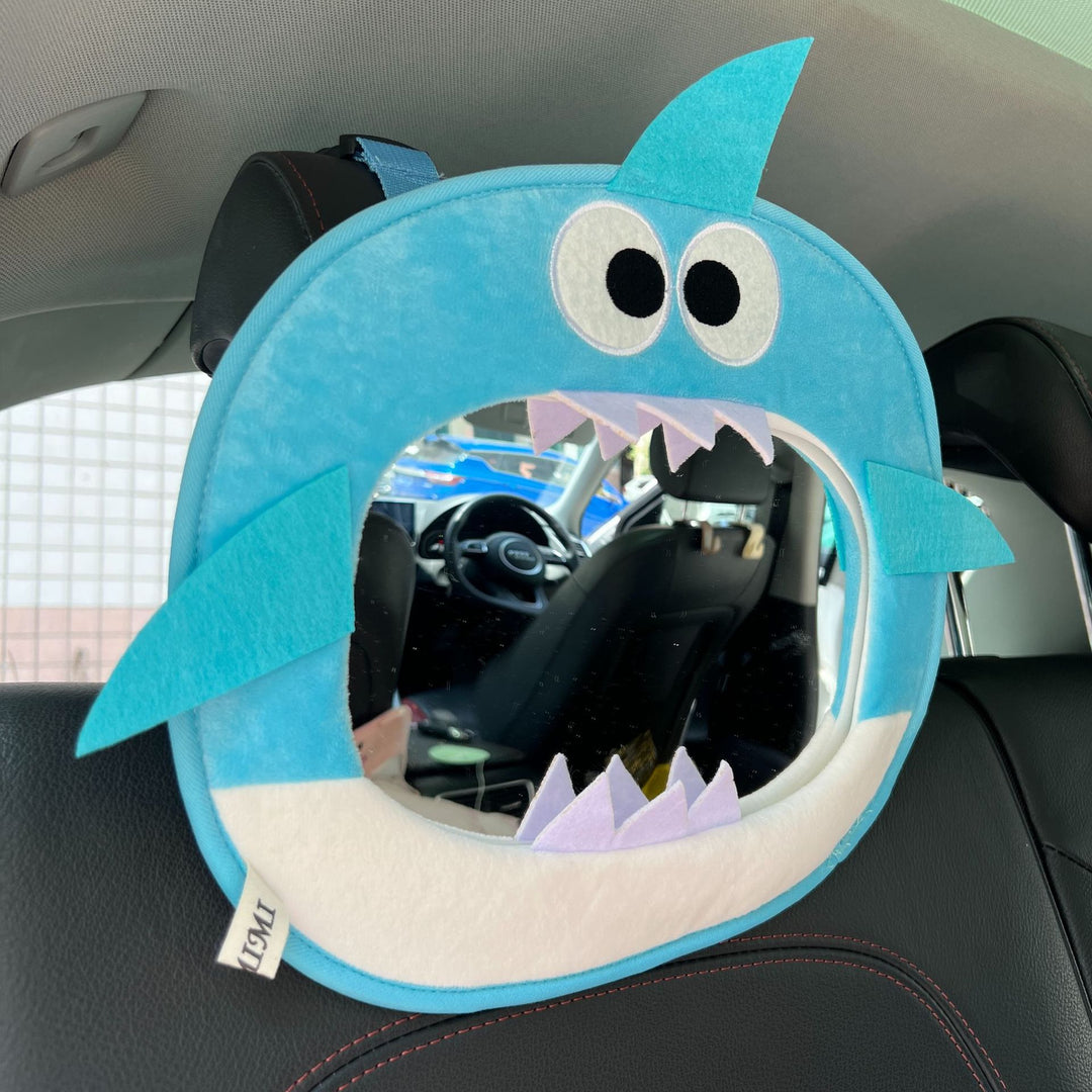 Rear-Facing Infant Car Mirror with Plush Owl Cover and Adjustable Strap