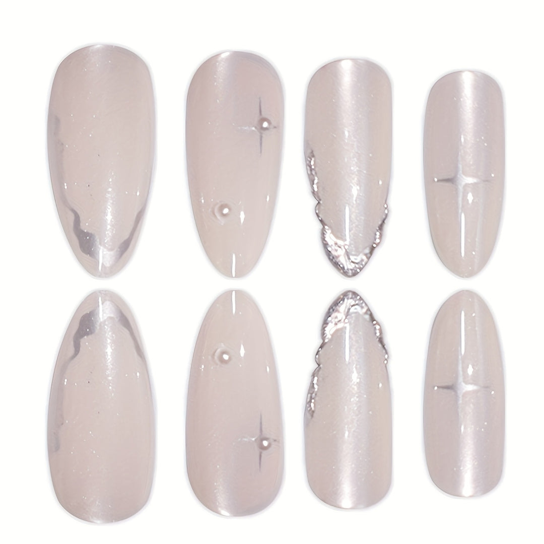 Elegant Press-On Nail Art with Floral Accents Kalsten