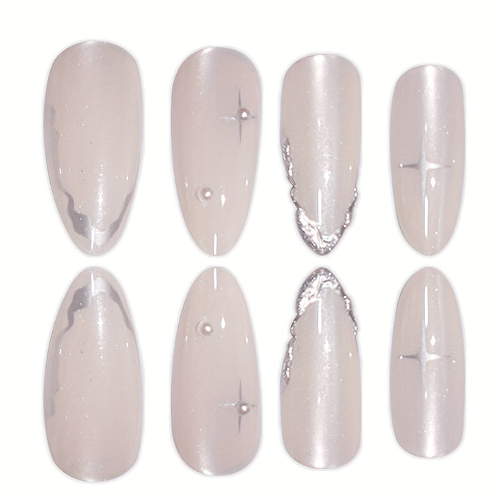 Elegant Press-On Nail Art with Floral Accents Kalsten