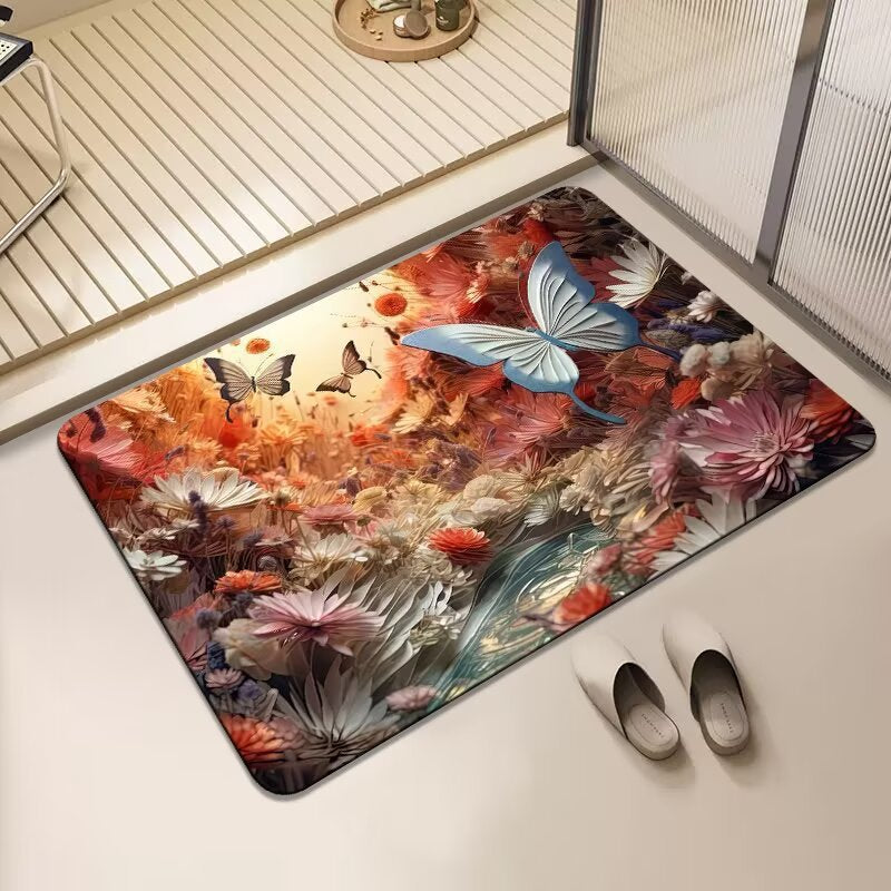 Floral Print Area Mat Kalsten