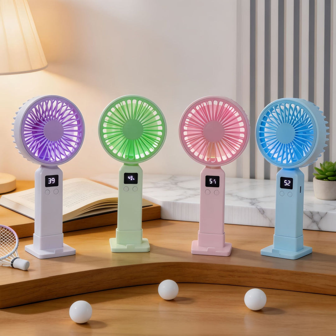 Portable hand-held fan with digital temperature display and multiple speed control Kalsten