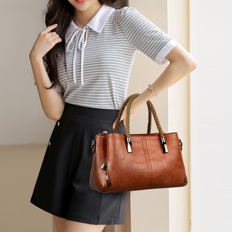 Elegant Braided Handle Handbag Kalsten