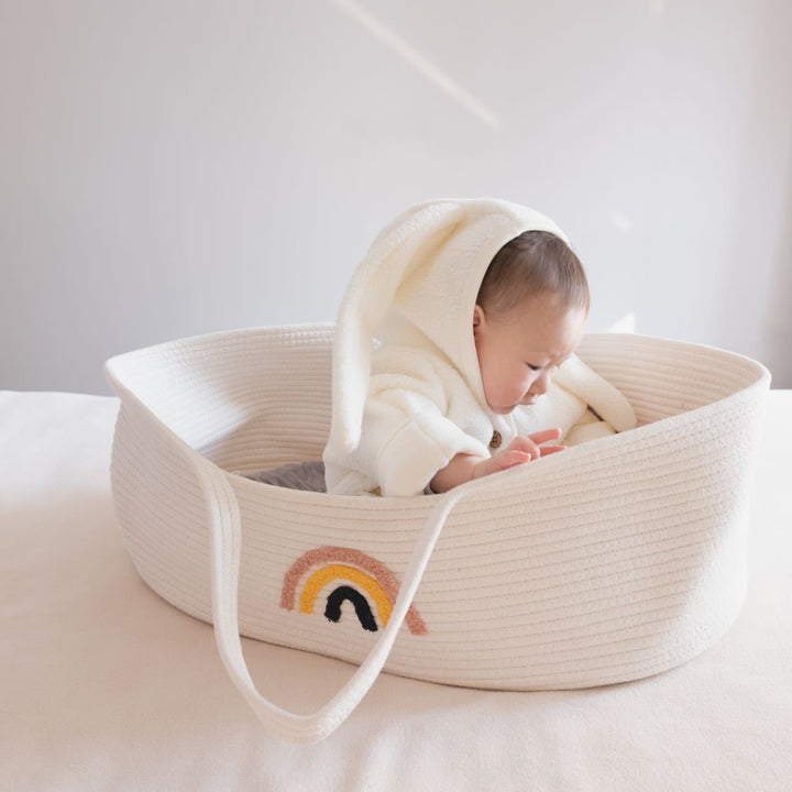 Portable Rope-Style Baby Moses Basket Bassinet with Handles