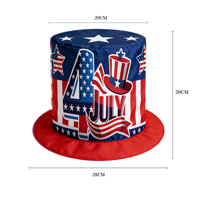 Unisex nan more patriotic party top hat with USA flag design and wide brim Kalsten