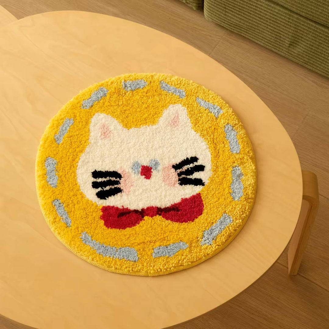 Cute Cat Face Plush Area Rug Kalsten