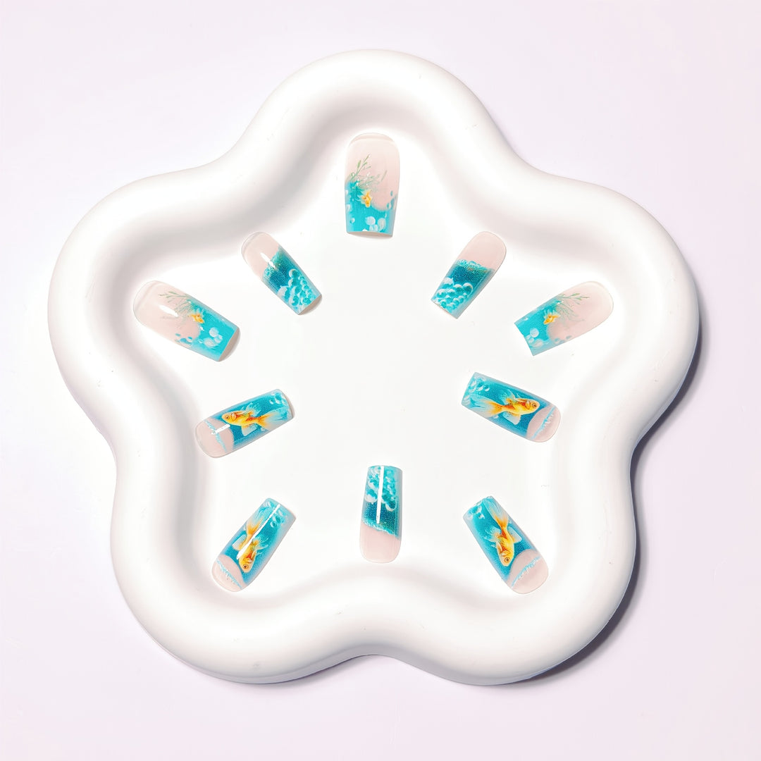 Artificial nails with Lively Water World motif Kalsten
