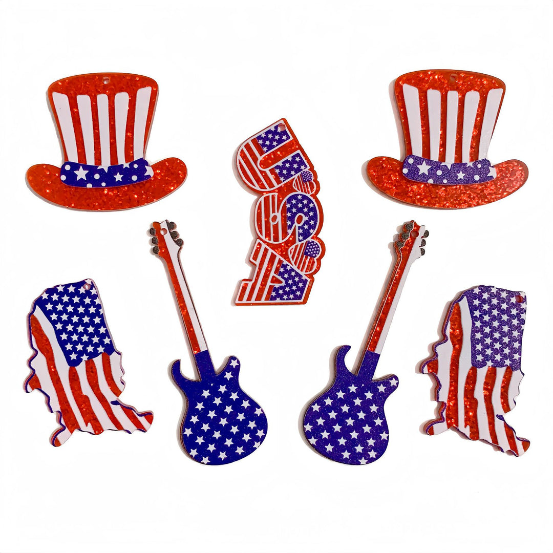 Unisex nan heart-shaped USA flag pendant acrylic with hole Kalsten