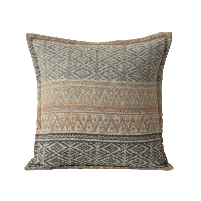 Square decorative sofa cushion with jacquard-woven ornament and soft bouclé surface Kalsten