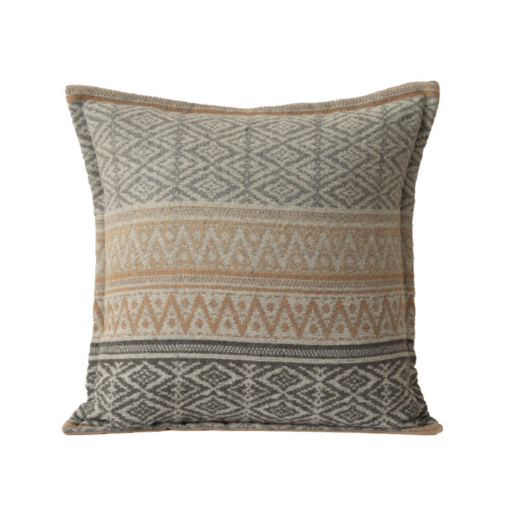 Square decorative sofa cushion with jacquard-woven ornament and soft bouclé surface Kalsten