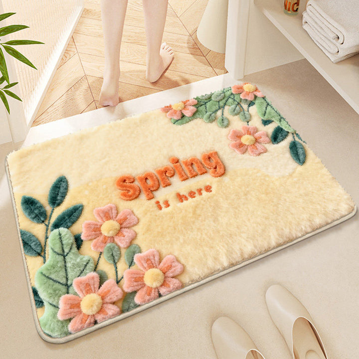 Floral-Themed Soft Microfiber Bath Mat