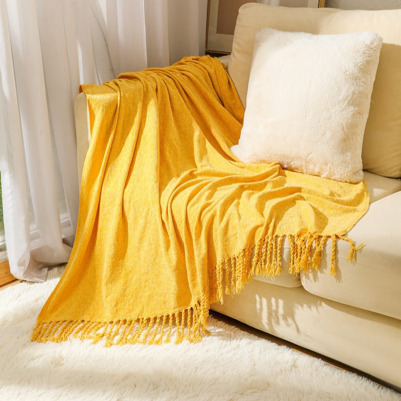 Elegant Fringe Throw Blanket Kalsten