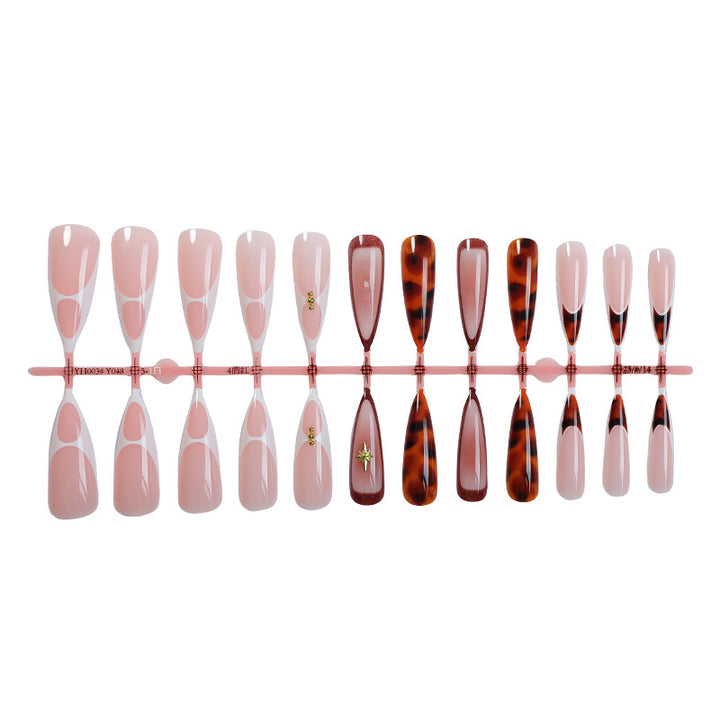 Artistic Press-On Nail Set with Unique Tortoiseshell and Subtle Floral Designs kalsten