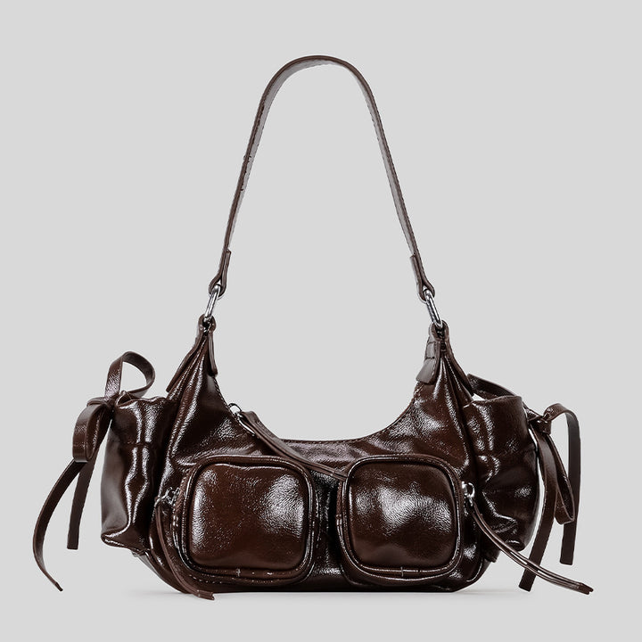 Multi-Pocket Leather Handbag