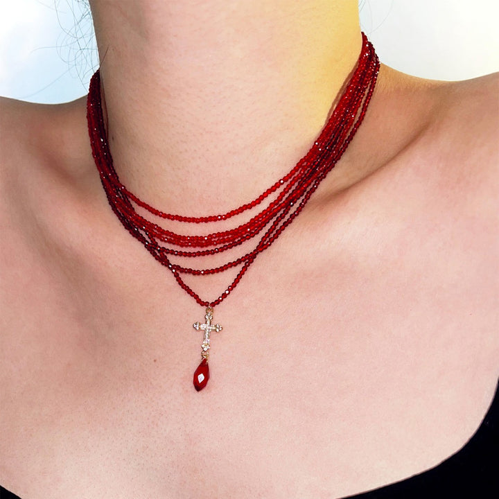 Layered Beaded Cross Necklaces Kalsten