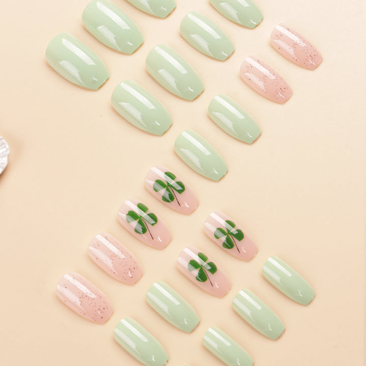 Decorative Press-On Nail Art Set with Clover Design Kalsten
