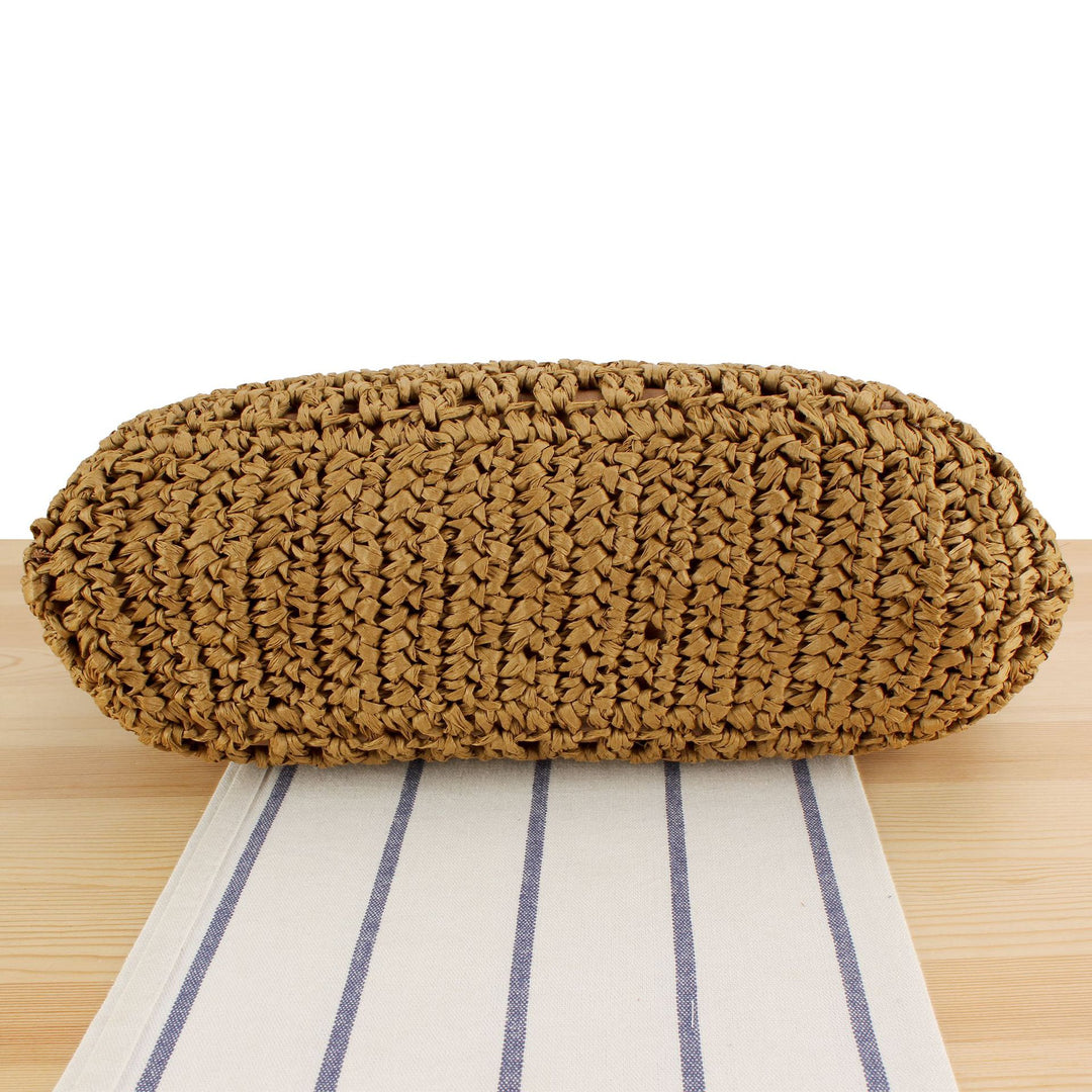 Beach Shoulder Bag Made of Natural Weave with Elegant Chain Decoration Kalsten