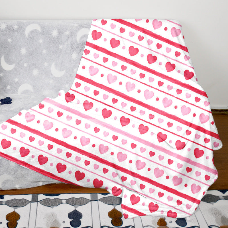 Heart Pattern Fleece Throw Blanket