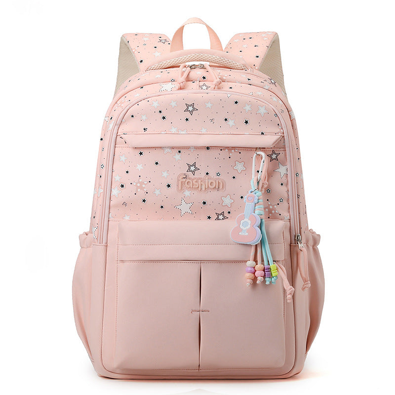 Star-Print Multi-Compartment Backpack
