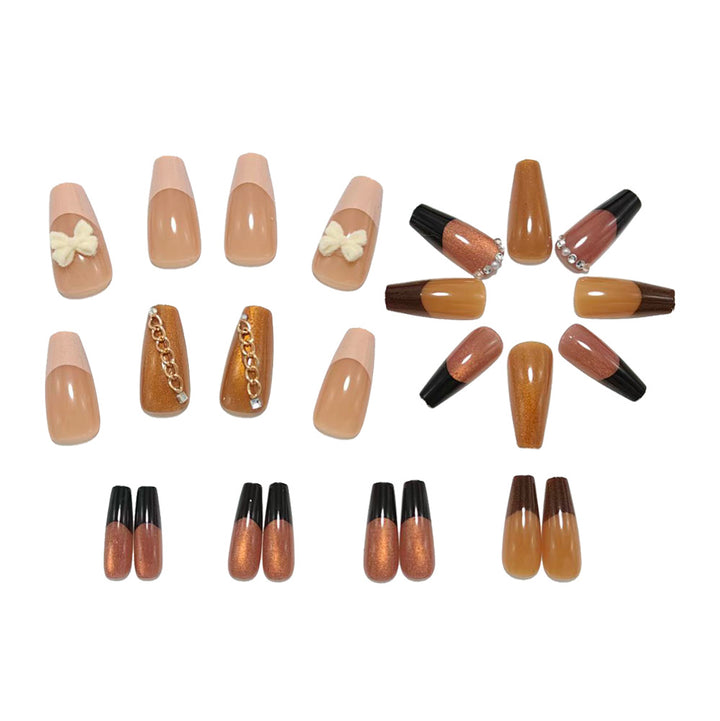 Glamorous artificial nails with glittering design and elegant embellishments Kalsten