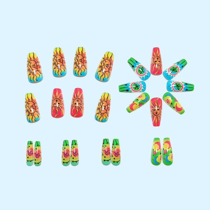 Creative neon-themed art nails with fantastic patterns Kalsten