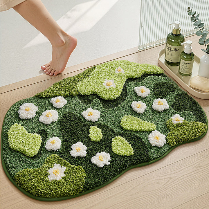 Floral Embellished Indoor Bath Mat Kalsten