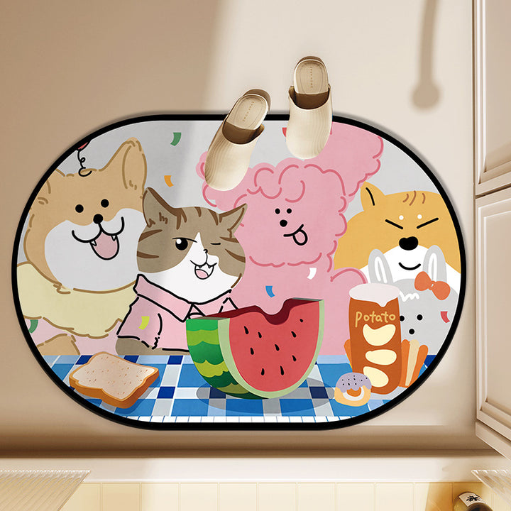 Playful Animal-Themed Decorative Bath Mat