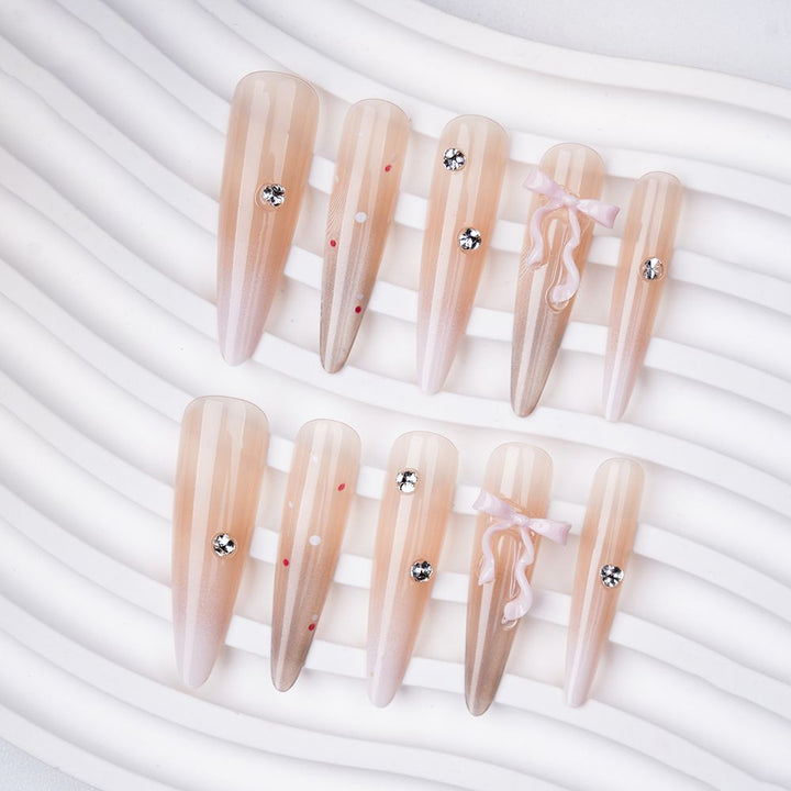 Artistic Press-On Nail Set with Cute Character Designs Kalsten