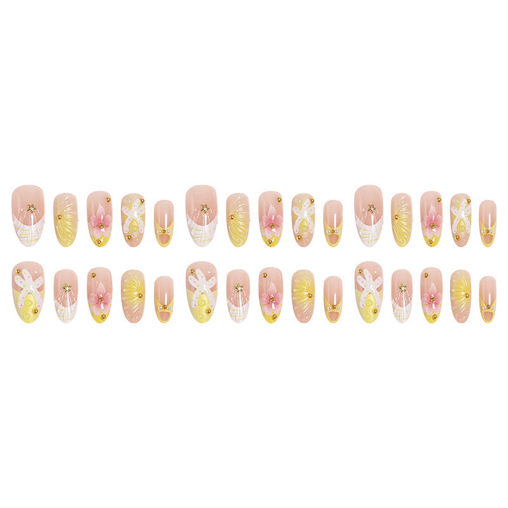 Artificial nails with floral glitter pattern Kalsten