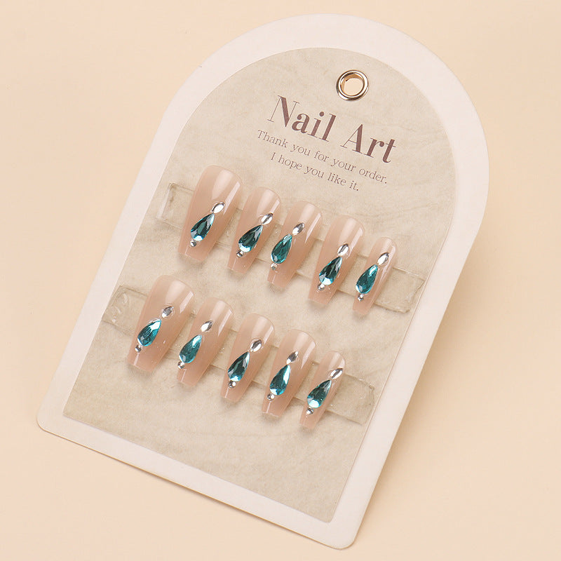 Premium Decorative Nail Art Tips with Gemstone Accents Kalsten