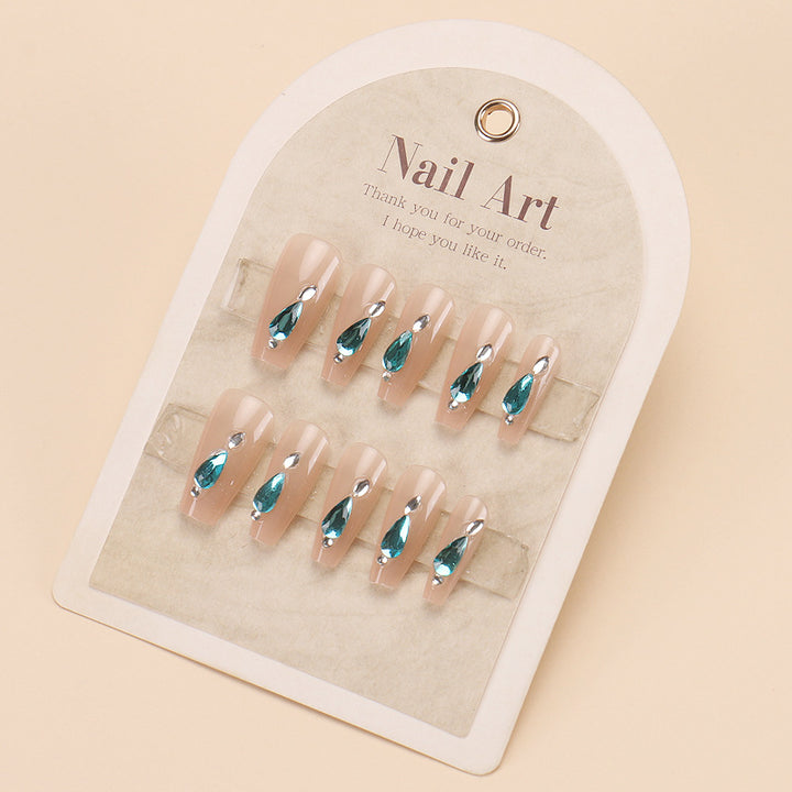 Premium Decorative Nail Art Tips with Gemstone Accents Kalsten