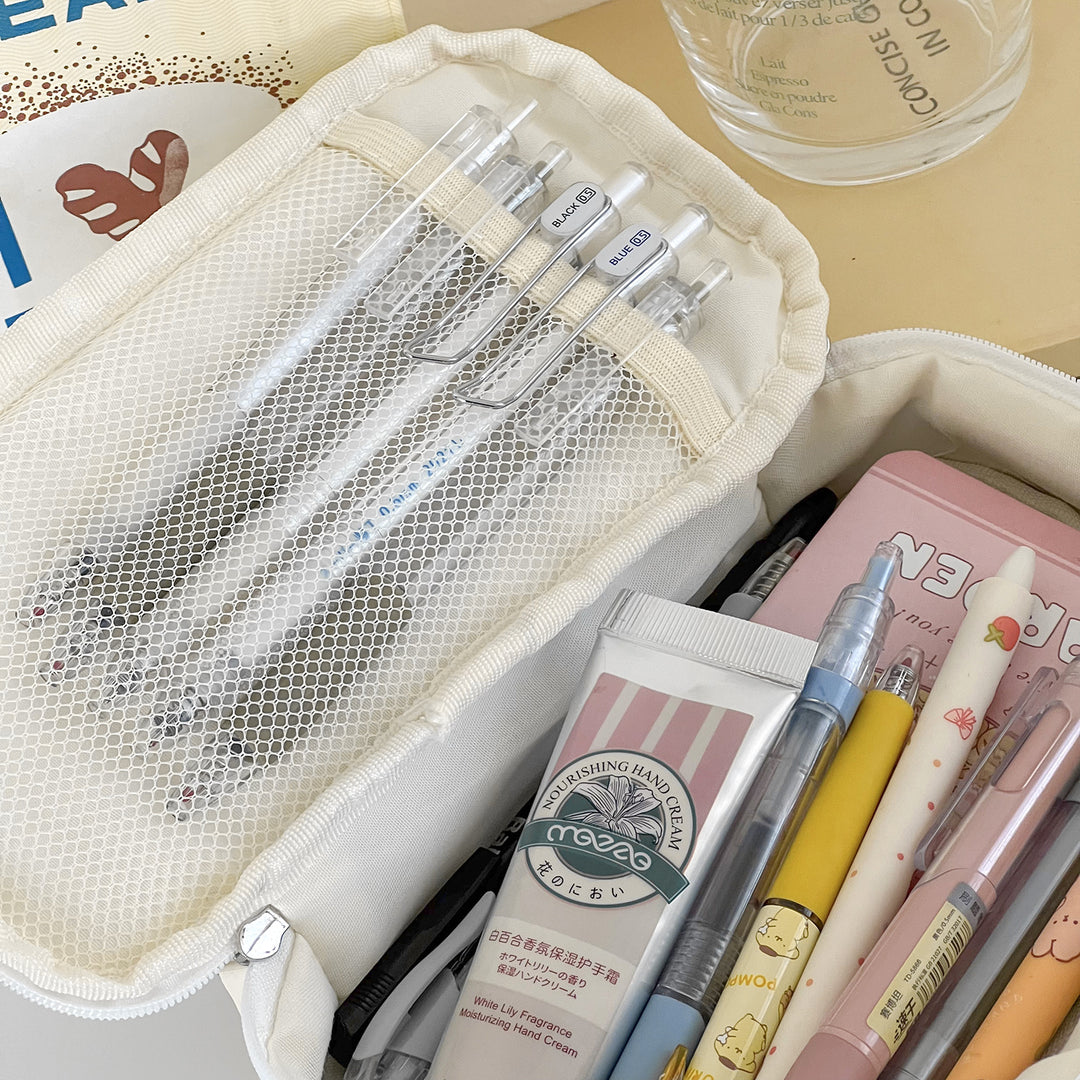Quilted Multi-Compartment Pencil Case