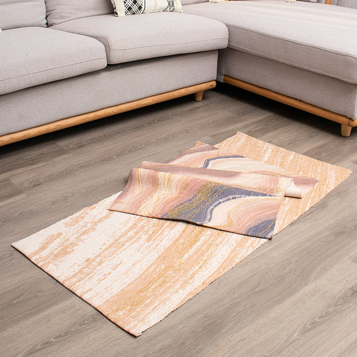 Flat-woven living room rug with marbled pattern and shimmering accent threads Kalsten