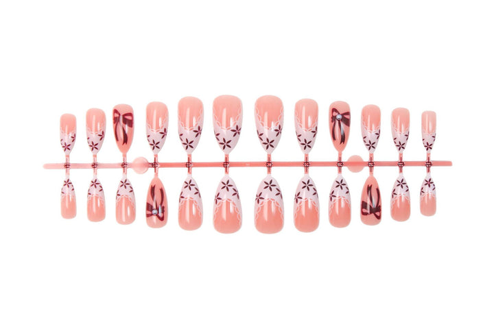 Artificial nail set with elegant bow and flower details Kalsten