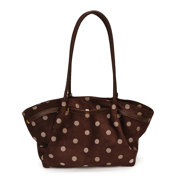 Polka Dot Suede Shoulder Tote