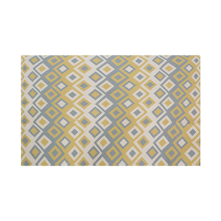 Flat-woven rectangular rug for living and entrance areas with quatrefoil pattern Kalsten