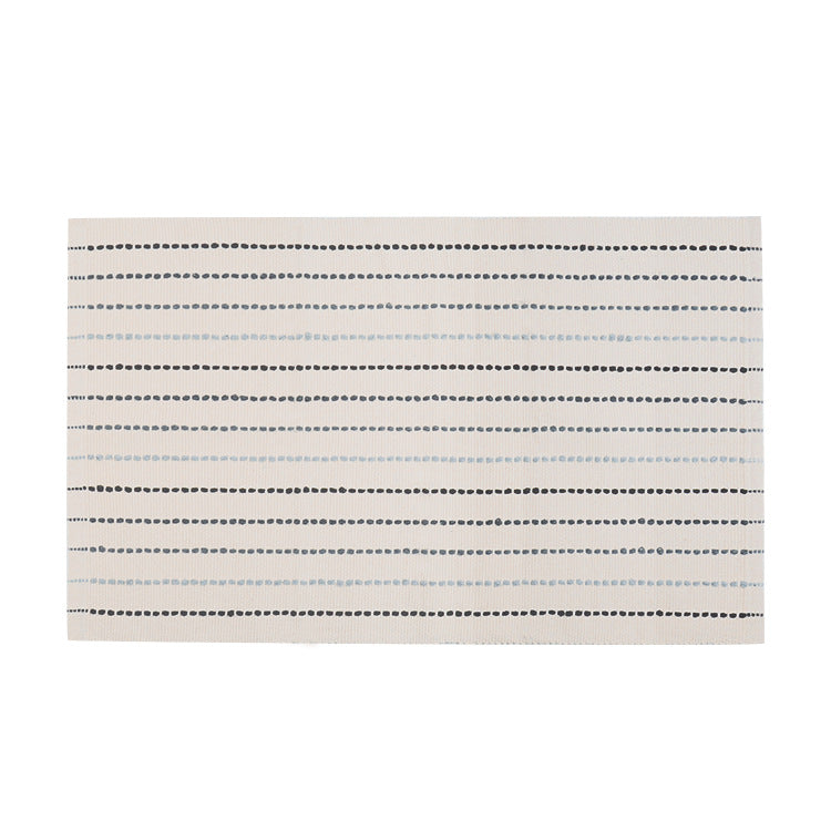 Striped cotton doormat with non-slip bottom and decorative woven edge Kalsten