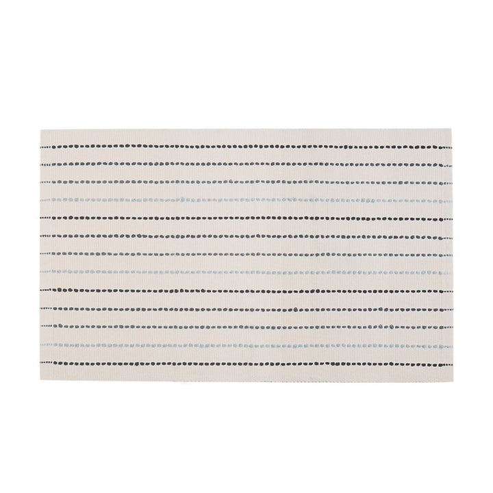 Striped cotton doormat with non-slip bottom and decorative woven edge Kalsten