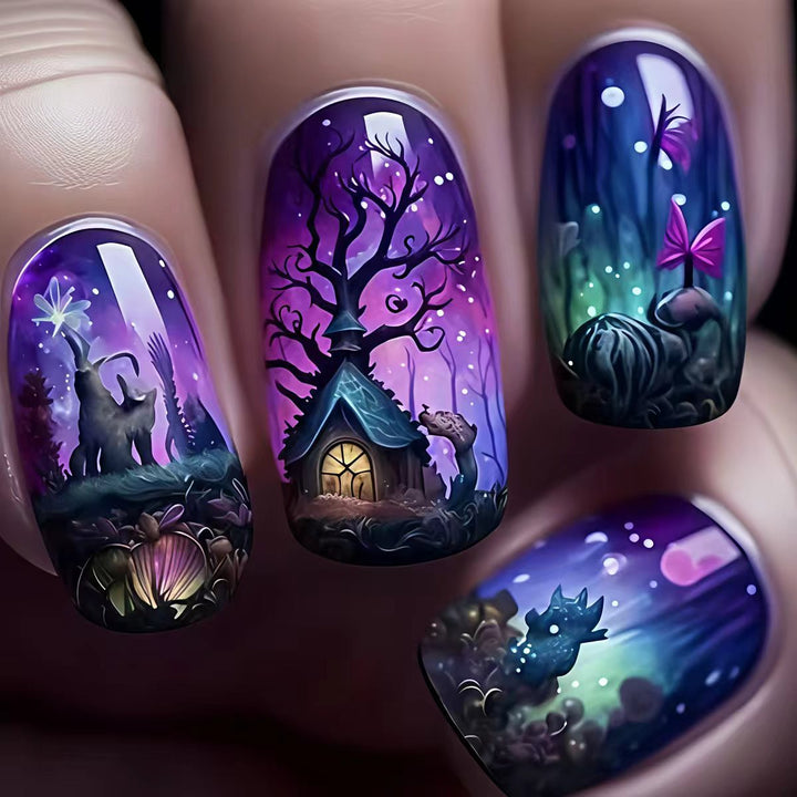 Fairy Tale Forest Design Artificial Nails Kalsten