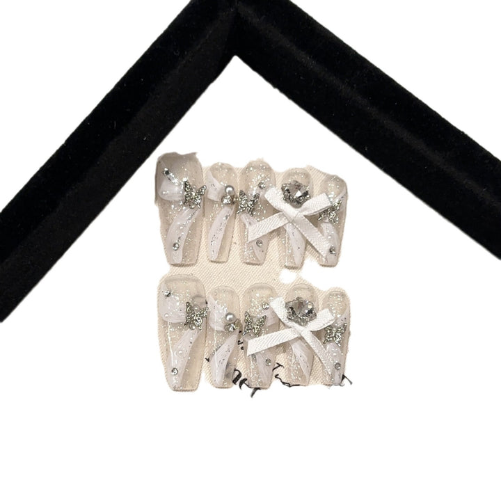 Glamorous Butterfly-Embellished Press-On Nails