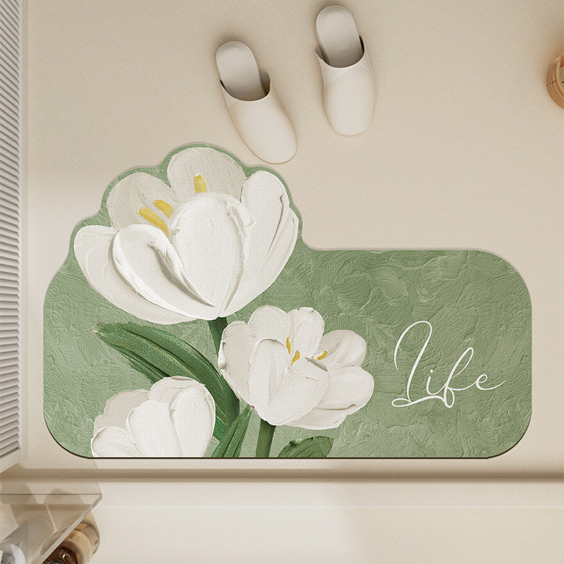 Floral-Themed Non-Slip Bath Mat