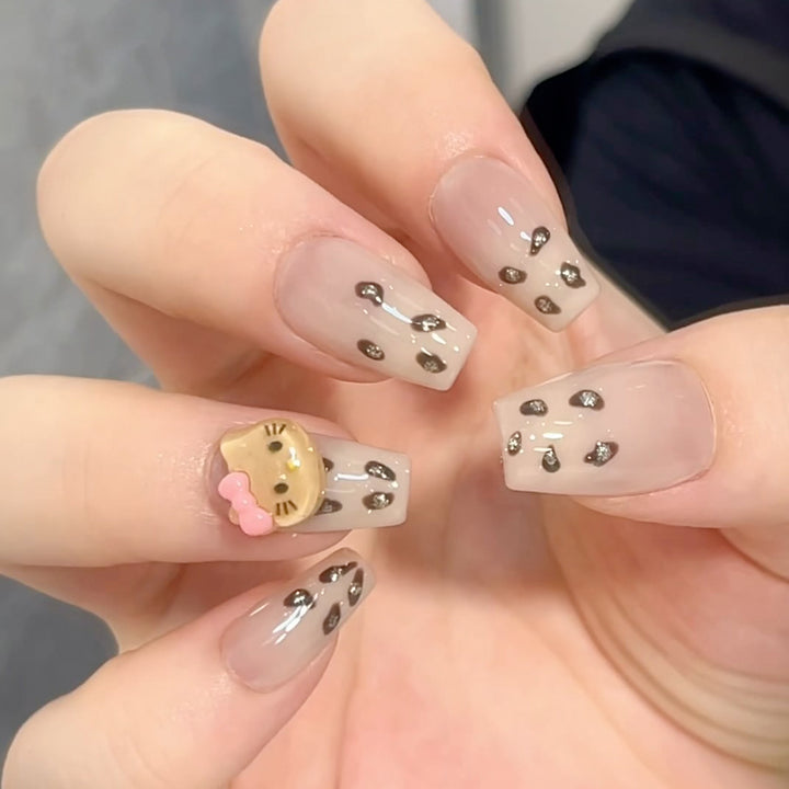 Stylish Press-On Nail Tips with Leopard Design Kalsten