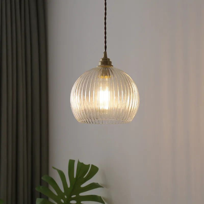 Elegant Ribbed Glass Pendant Light