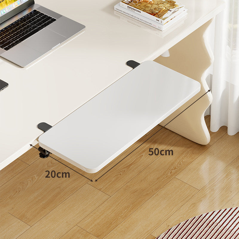 Under-Desk Bamboo Slide-Out Work Surface Clamp-Mounted Keyboard & Mouse Platform