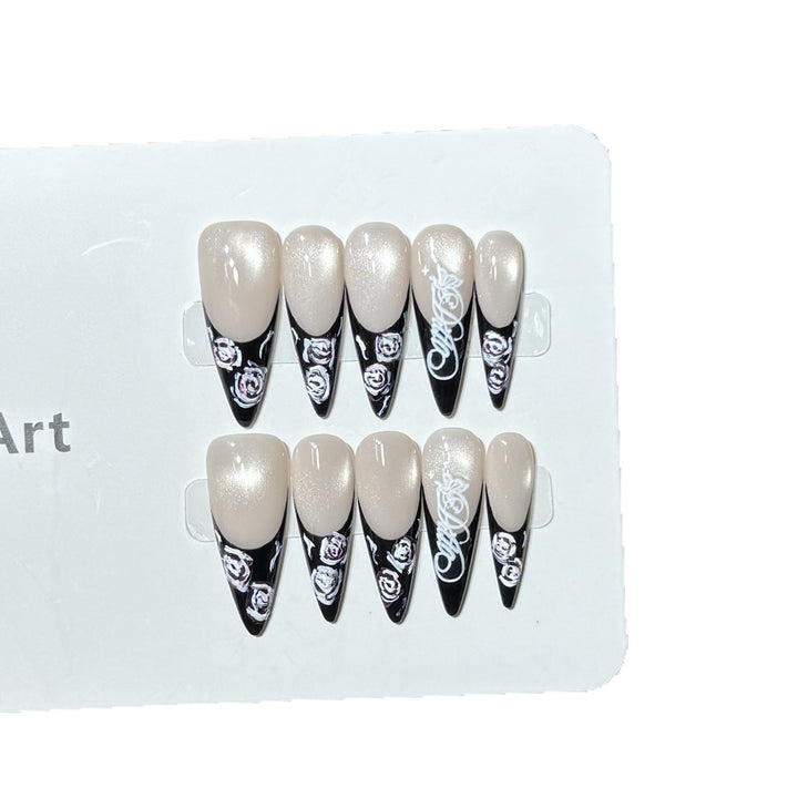 Floral and Glossy Press-On Nail Set Kalsten