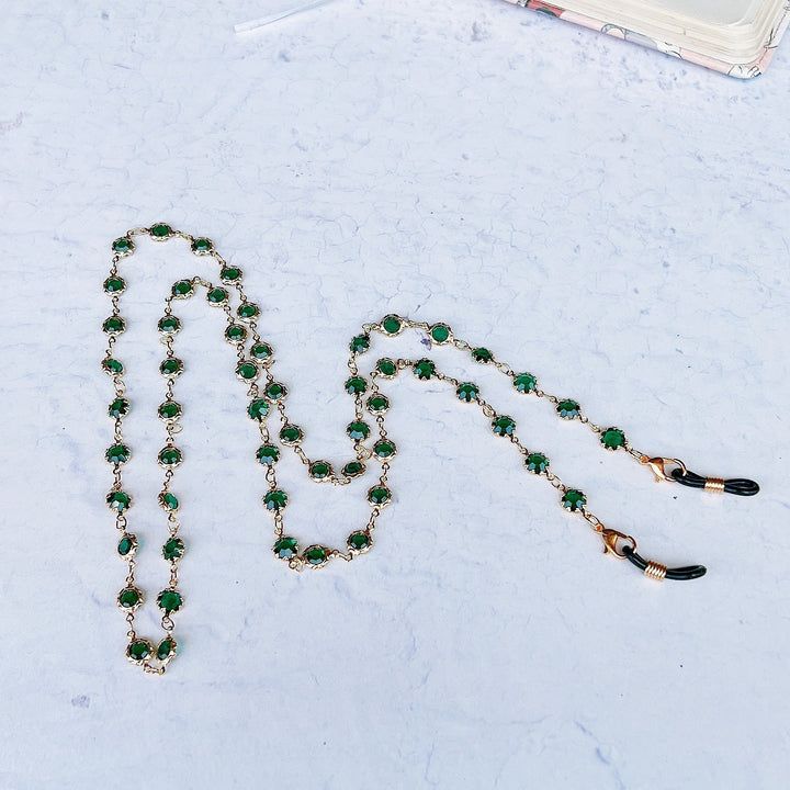Elegant Black Gemstone Eyewear Chain Kalsten