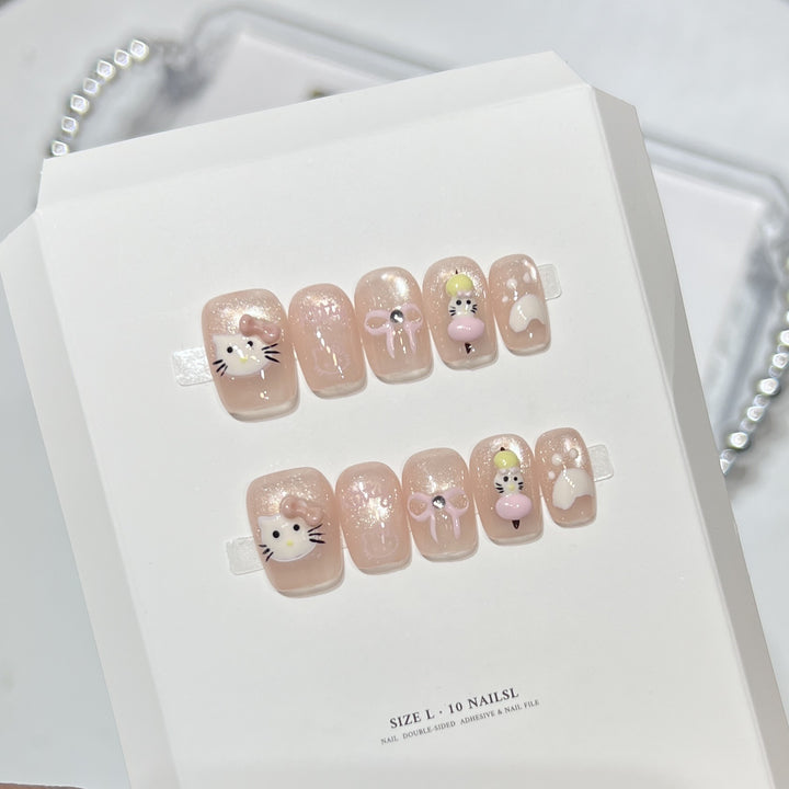 Whimsical Cartoon Character Press-On Nail Art Set Kalsten