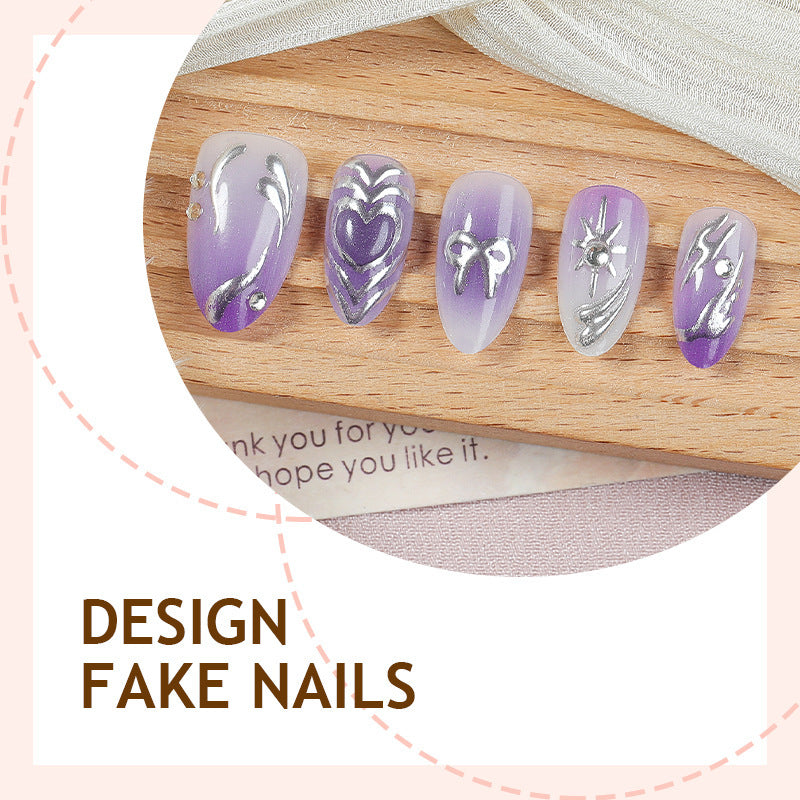 Acrylic nail set with elegant ombre design and delicate embellishments Kalsten