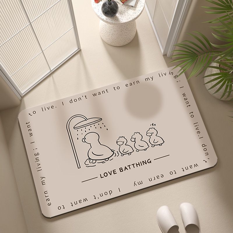 Cartoon Penguin-Themed Bath Rug