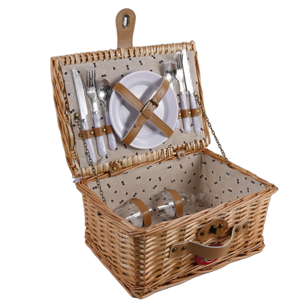 Ladies picnic basket with integrated dish set and decorative details Kalsten