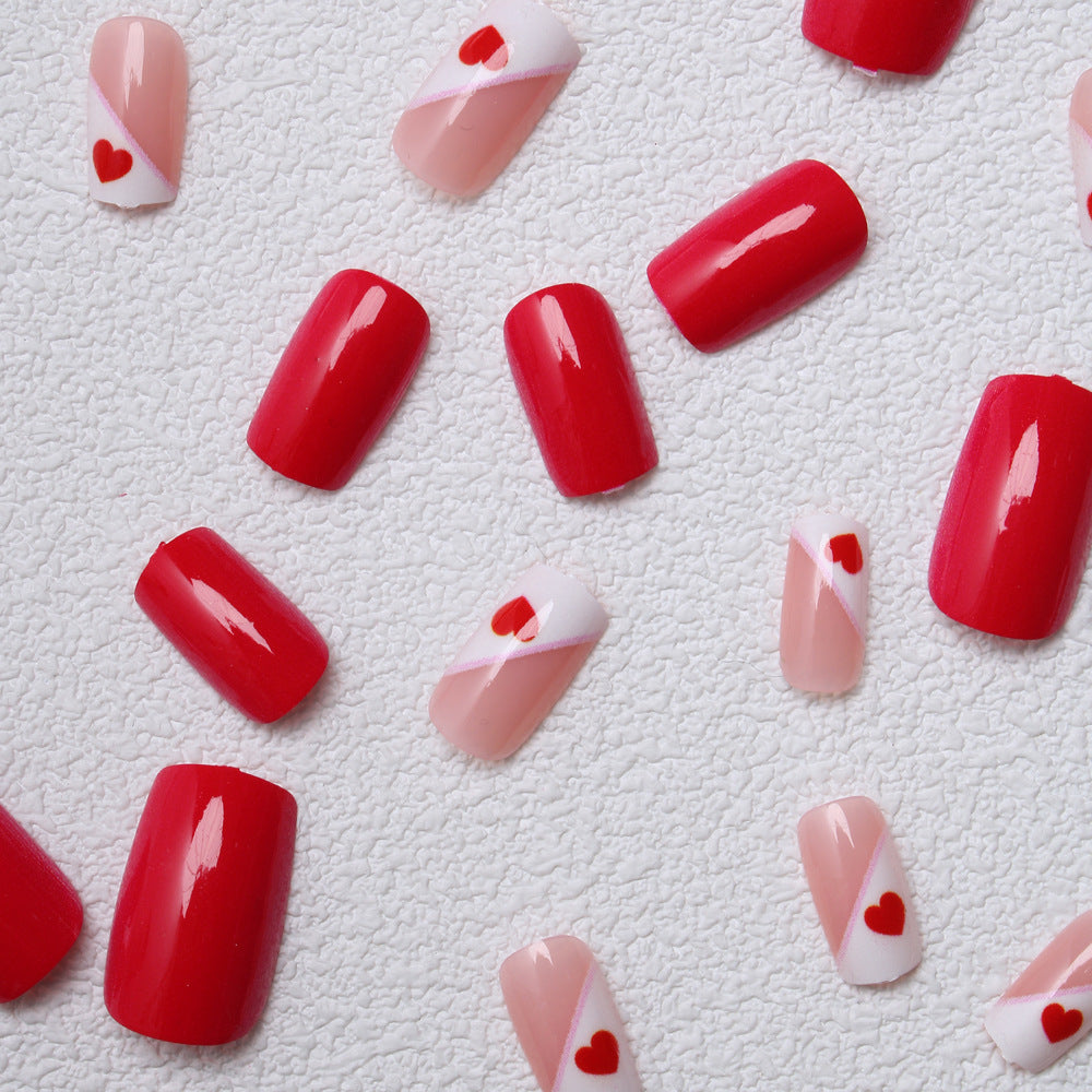 Heart-Embellished Press-On Nail Art Kalsten